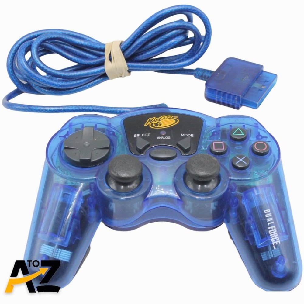 MadCatz Clear Blue Dual Force PS2 Playstation 2 PS1 Wired Controller